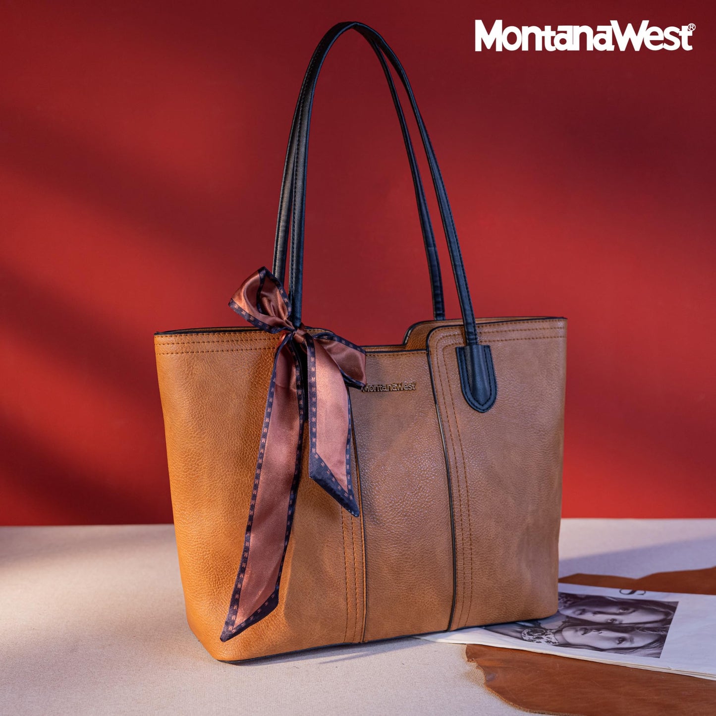 Montana West Tote Bags for Women Medium Top Handle Handbags with Scarf