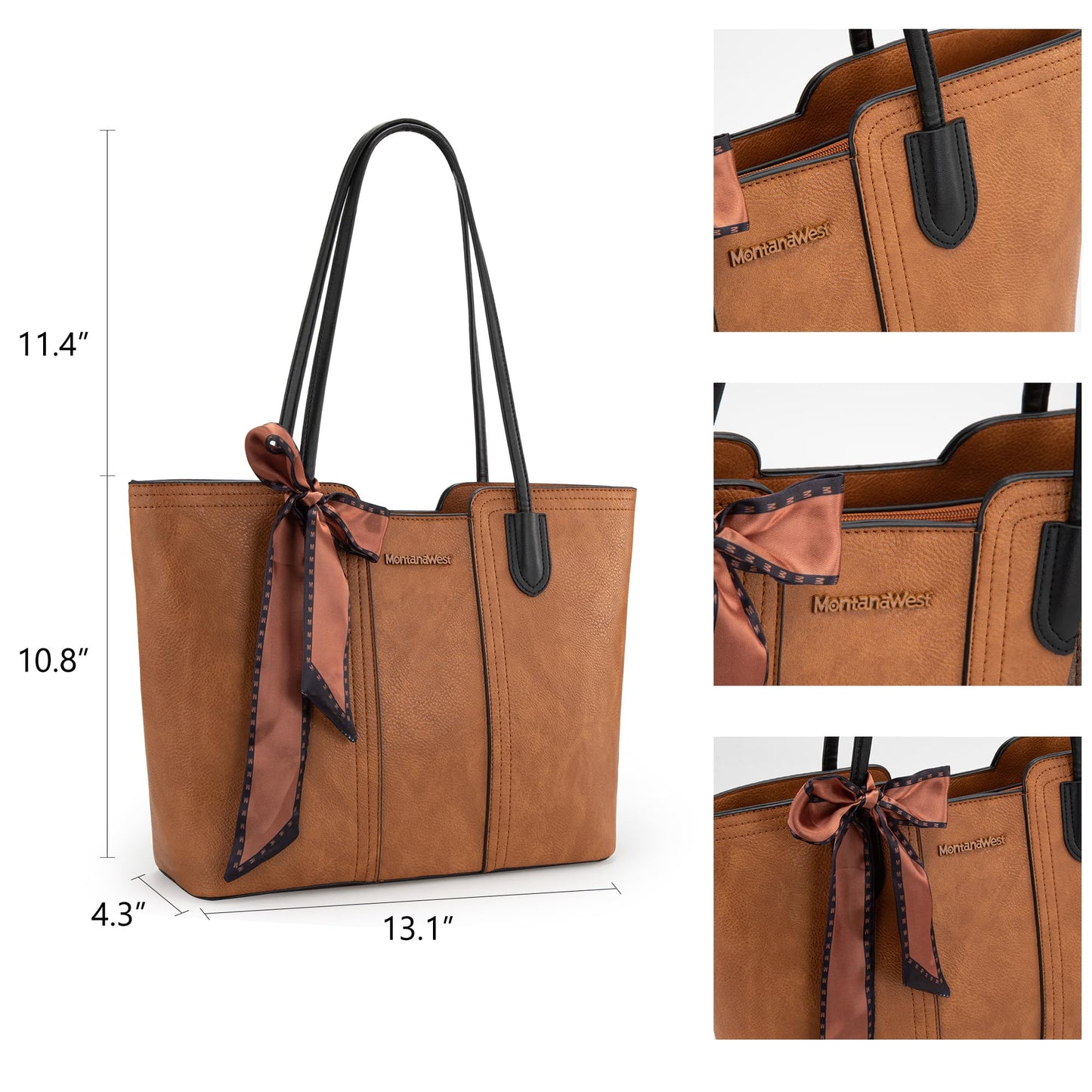 Montana West Tote Bags for Women Medium Top Handle Handbags with Scarf